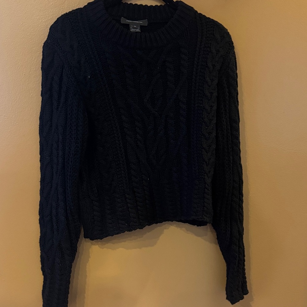 French Connection Black Cable Knit Sweater